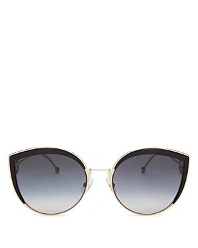 Shop Fendi Women's Oversized Rimless Cat Eye Sunglasses, 61mm In Black/dark Gray