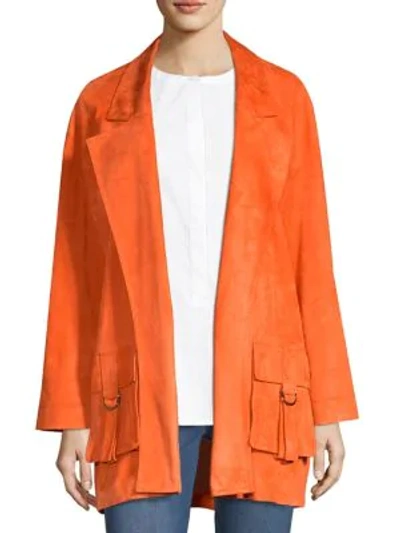 Shop St John Oversized Suede Jacket In Orange