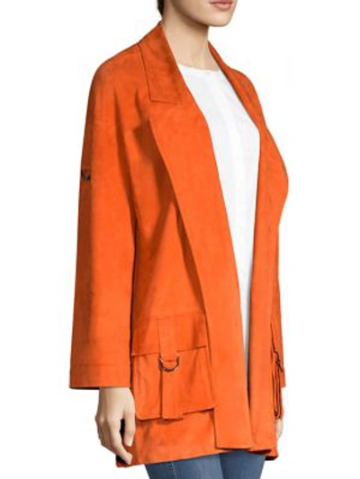 Shop St John Oversized Suede Jacket In Orange