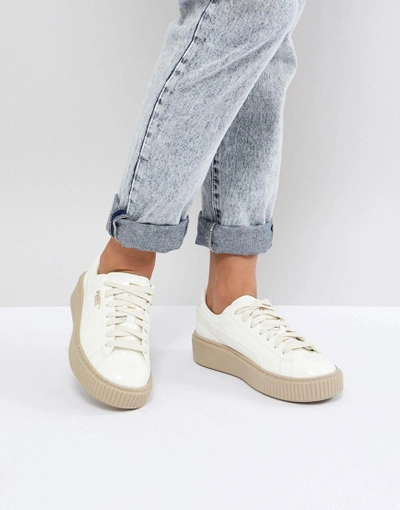 Puma Basket Platform Patent Sneaker - White | ModeSens