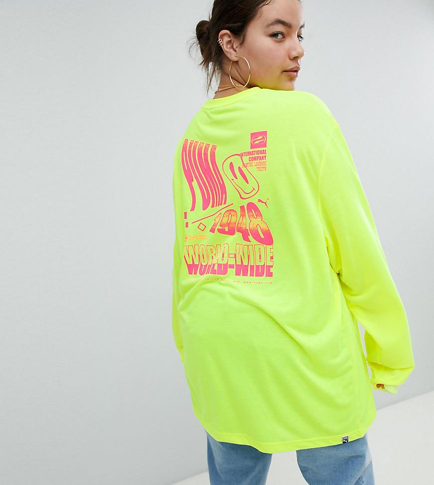 Puma Exclusive To Asos Plus Long Sleeve T-shirt With Techno Logo In Neon  Yellow - Yellow | ModeSens