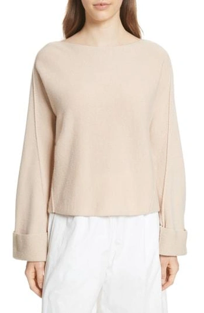Shop Vince Cuffed Sleeve Wool & Cashmere Sweater In Praline
