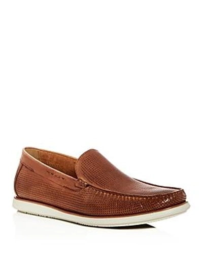 Shop Kenneth Cole Men's Cyrus Perforated Leather Loafers In Cognac