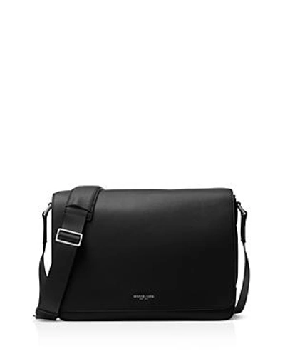 Shop Michael Kors Pebbled Leather Messenger Bag In Black