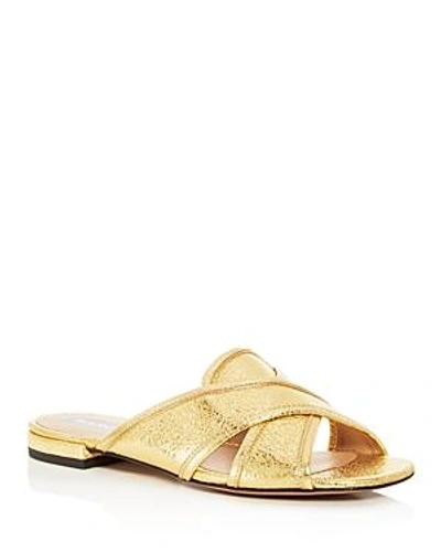 Shop Marc Jacobs Women's Aurora Leather Crisscross Slide Sandals In Gold