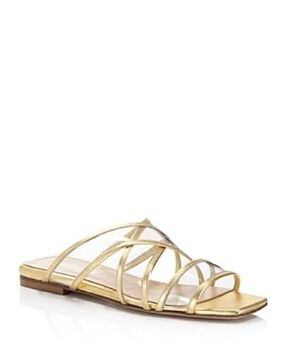 Shop Charles David Women's Drea Strappy Patent Leather Illusion Slide Sandals In Gold