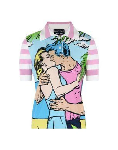 Shop Boutique Moschino Short Sleeve Sweaters In Pink