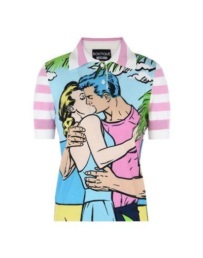 Shop Boutique Moschino Short Sleeve Sweaters In Pink