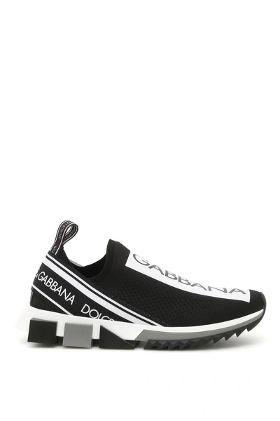 Shop Dolce & Gabbana Running Knit Sneakers In Nero-bianconero