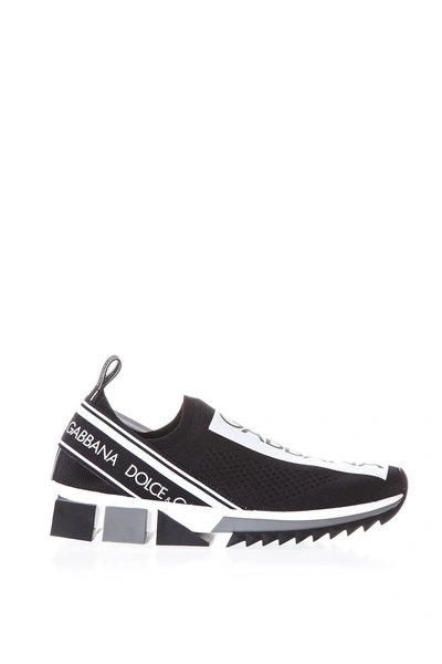 Shop Dolce & Gabbana Black Branded Sorrento Sneakers In Black-white