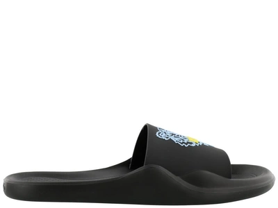 Shop Kenzo Tiger Slide Sandals In Black