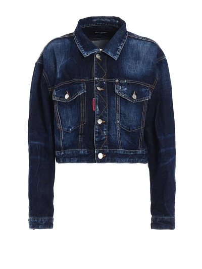 Shop Dsquared2 Be Cool Be Nice Denim Jacket In Blue