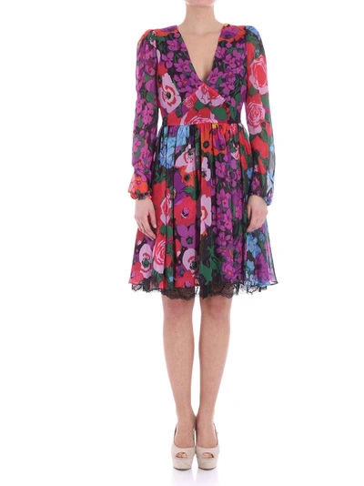 Shop Twinset Floral Viscose Dress In Multicolor