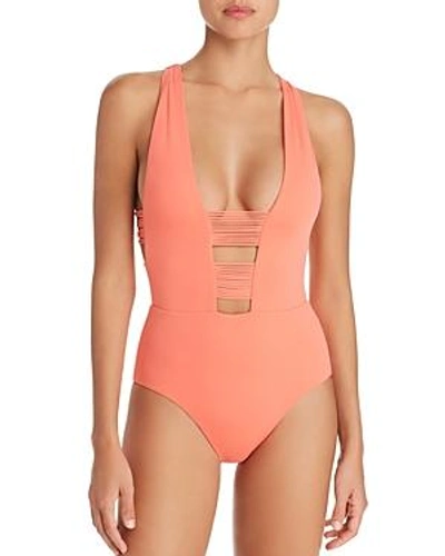 Shop Isabella Rose Beach Solids Strappy One Piece Swimsuit In Persimmon