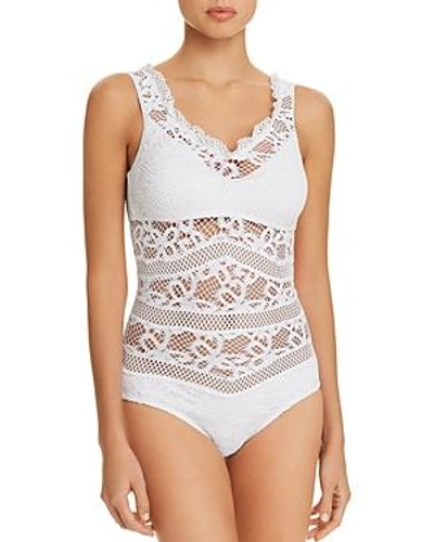 Shop Becca By Rebecca Virtue Captured Crochet One Piece Swimsuit In White