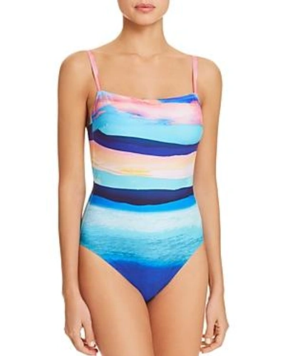 Shop Gottex Seascape Square Neck One Piece Swimsuit In Sunrise