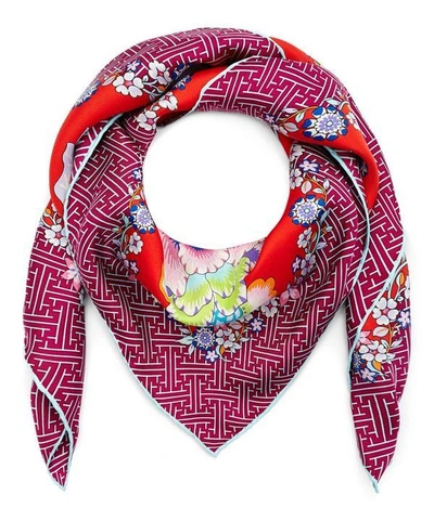 Shop Liberty London Christelle 90 X 90 Silk Twill Scarf In Red