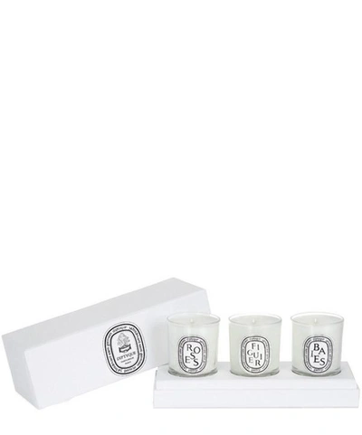 Diptyque (set Of 3) Mini Candles; Baies, Figuier, And Roses