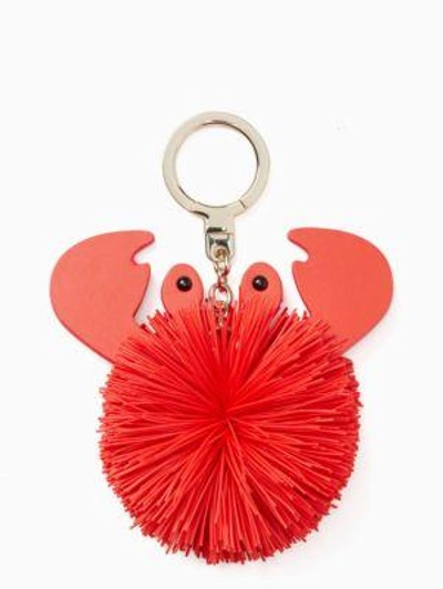 Shop Kate Spade Crab Pouf Keychain In Rose Gold