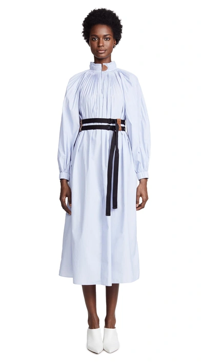 Shop Tibi Isabelle Shirting Dress In Blue/white Multi