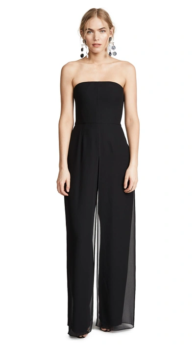 Shop Halston Heritage Strapless Jumpsuit With Flowy Pants In Black