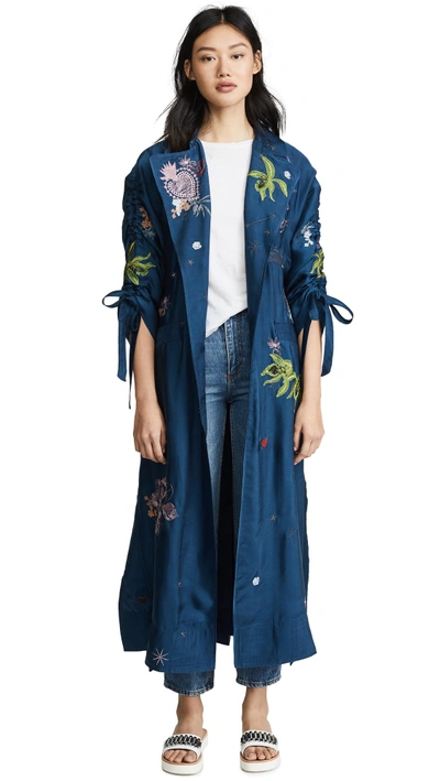 Shop Cinq À Sept Embroidered Aziza Jacket In Lapis Multi