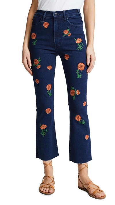 Shop Mother The Hustler Ankle Fray Jeans In A Field Of Poppies