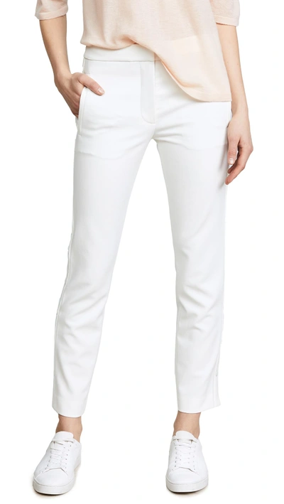 Shop Tibi Anson Stretch Cropped Snap Skinny Pants In Ivory
