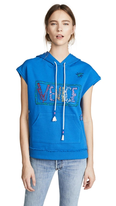 Shop Mira Mikati Venice Beach Sleeveless Hoodie In Blue