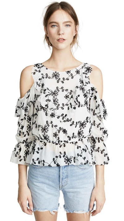 Shop Joie Carlyton Blouse In Porcelain/caviar