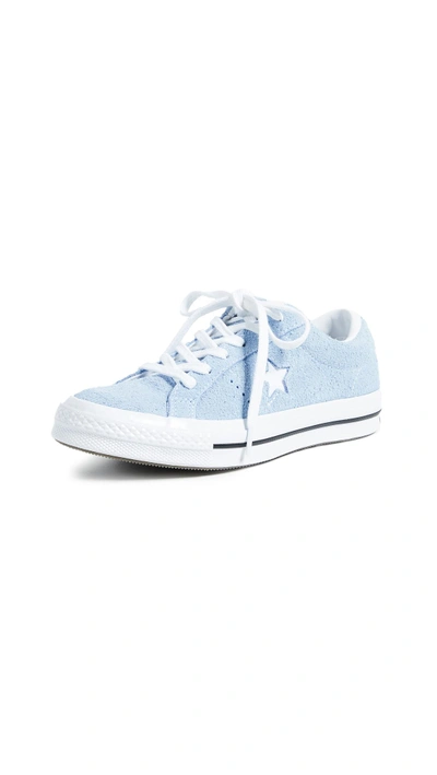 Shop Converse One Star Ox Sneakers In Blue Chill/white/black