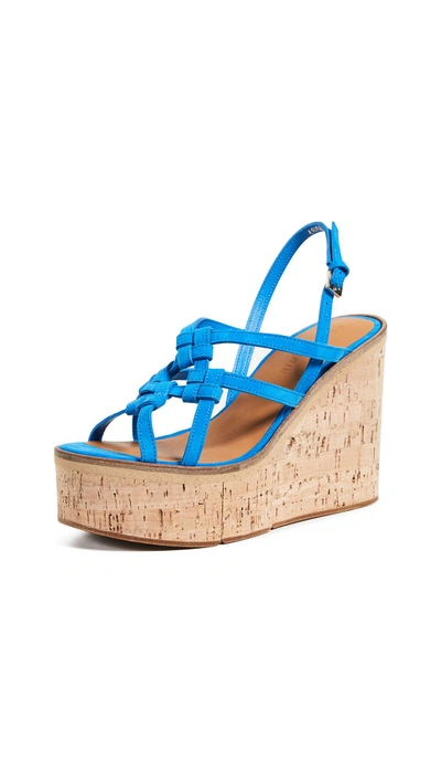Shop Robert Clergerie Platform Wedge Sandals In Blue