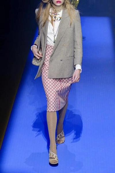 Shop Gucci Houndstooth Checked Linen Blazer