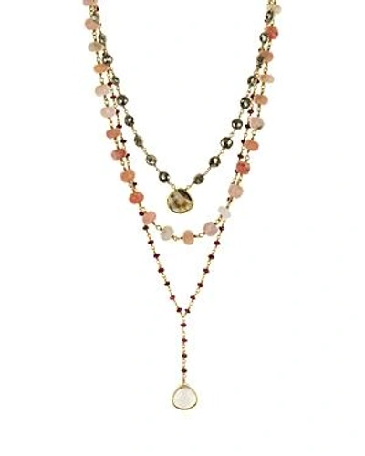 Shop Ela Rae Aquamarine Multi Strand Pendant Necklace, 14 In Pink Multi