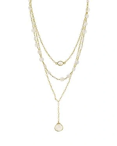 Shop Ela Rae Aquamarine Multi Strand Pendant Necklace, 14 In Gold/white
