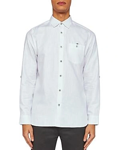 Shop Ted Baker Jaames Linen Regular Fit Button-down Shirt In White
