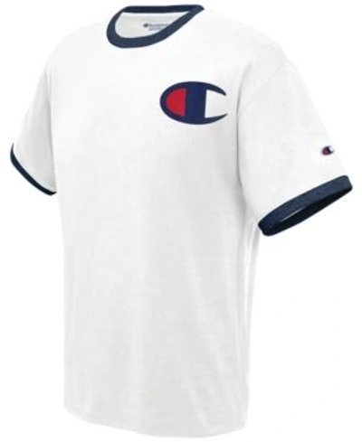 Shop Champion Men's Classic Ringer T-shirt In White/navy