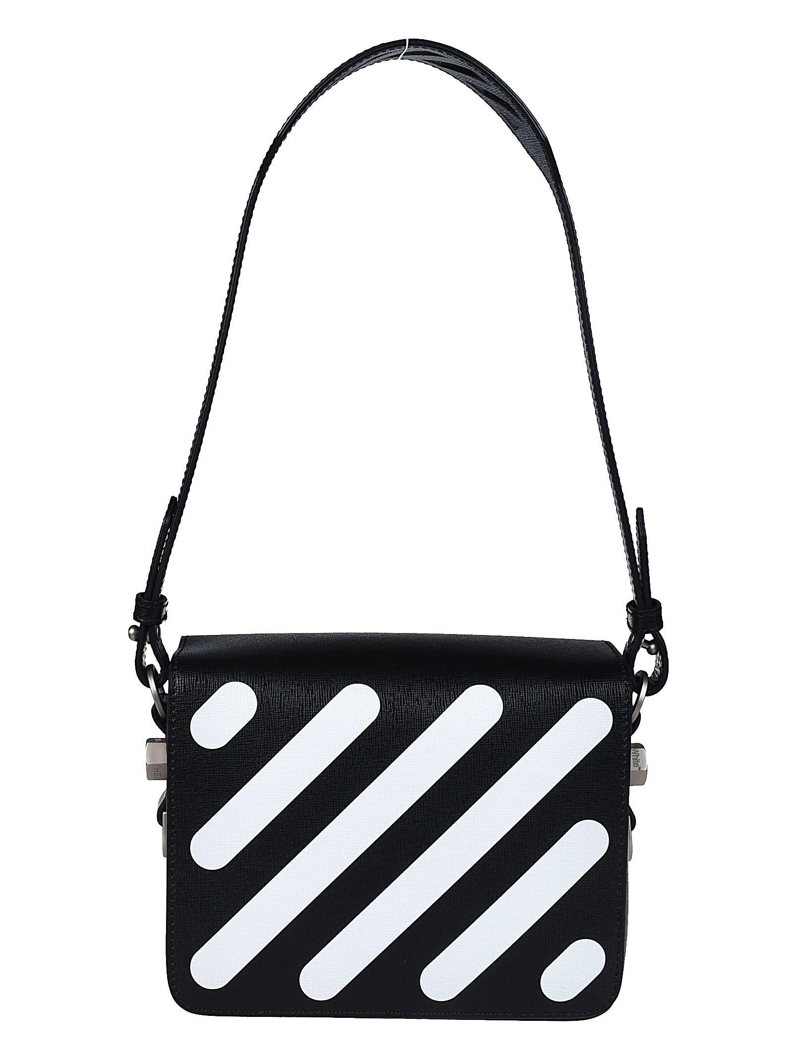 black and white striped crossbody bag