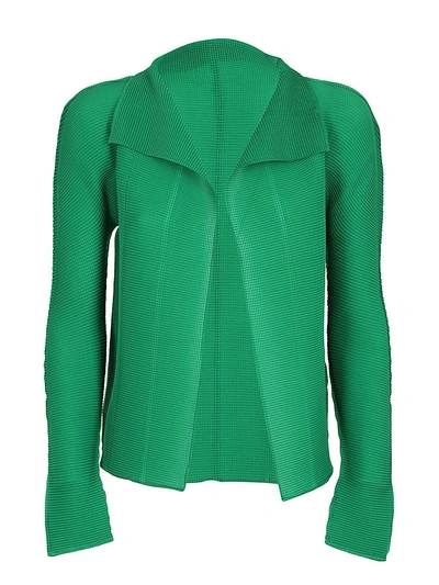 Shop Issey Miyake Open Front Cardigan In Green