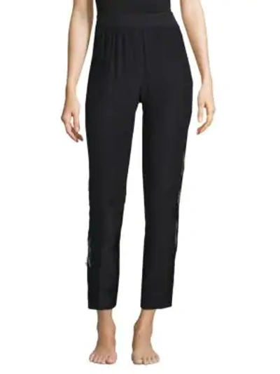 Shop Fleur Du Mal Lace Insert Satin Pants In Black