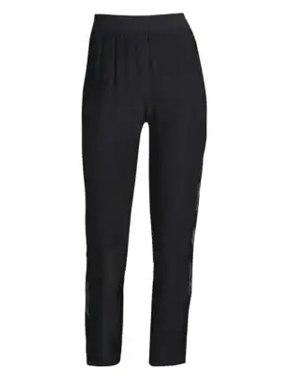 Shop Fleur Du Mal Lace Insert Satin Pants In Black