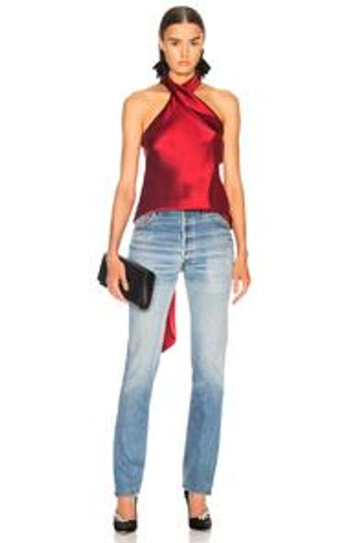 Shop Galvan Asymmetric Sash Top In Red