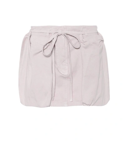 Shop Valentino Leather-trimmed Cotton Cargo Skirt In Pink
