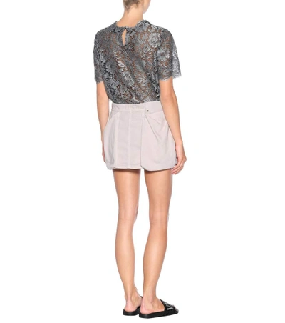 Shop Valentino Leather-trimmed Cotton Cargo Skirt In Pink