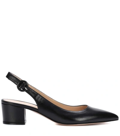 Shop Gianvito Rossi Amee Leather Slingback Pumps In Black