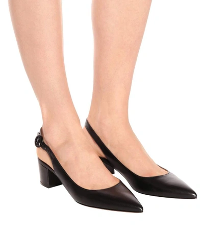 Shop Gianvito Rossi Amee Leather Slingback Pumps In Black