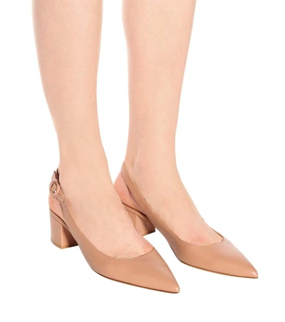 Shop Gianvito Rossi Amee Leather Slingback Pumps In Beige