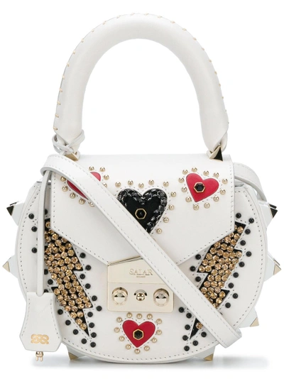 Shop Salar Jewel And Rivet Handbag - White