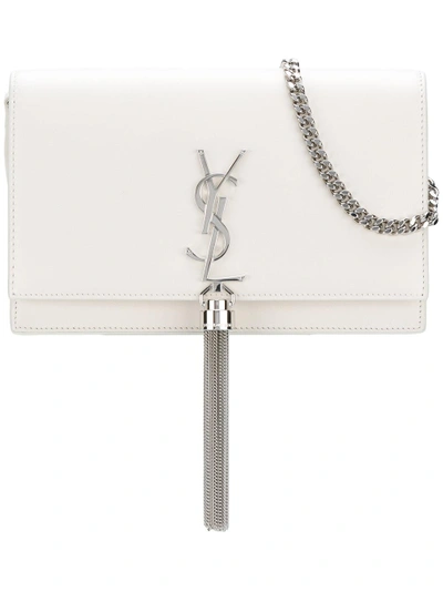 Shop Saint Laurent Kate Tassel Wallet - White