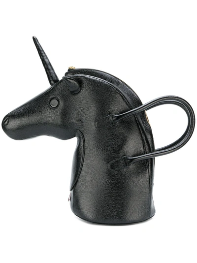 Shop Thom Browne Lucido Leather Unicorn Bag - Black